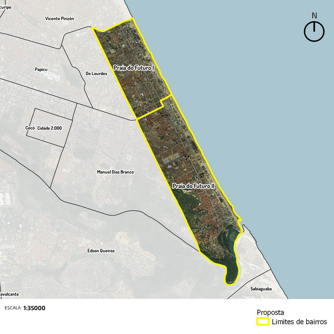 Fóruns Territoriais de Fortaleza - Fórun Territorial Praia da Futuro I e Praia do Futuro II - Mapa de Limite dos Bairros