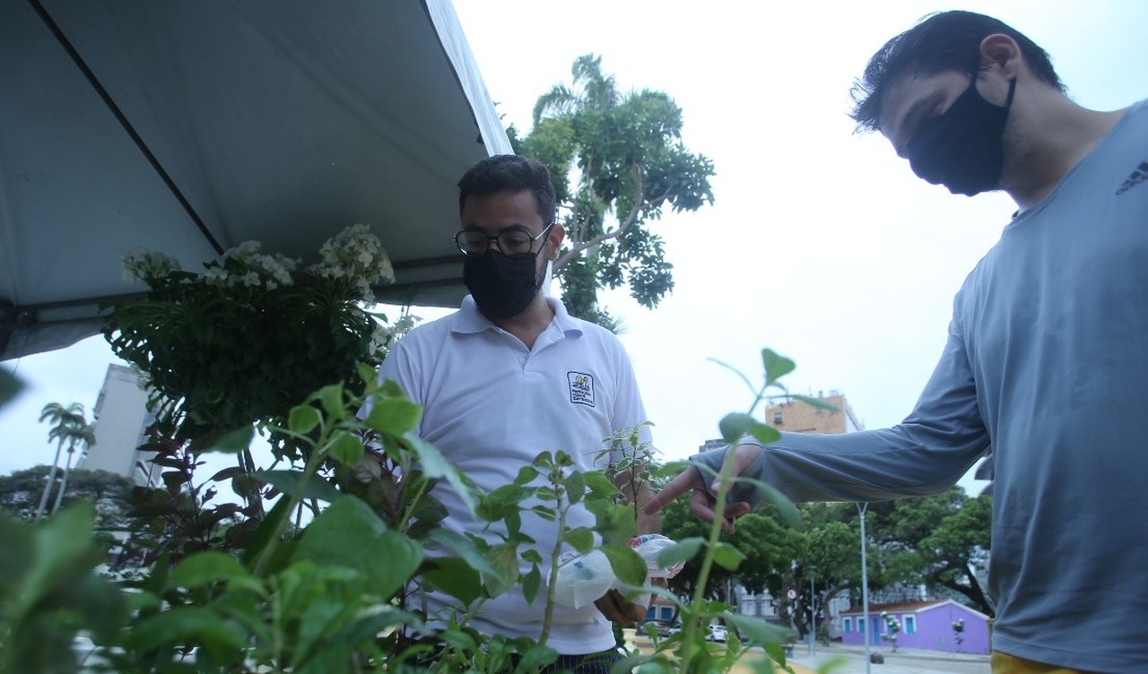 Fóruns Territoriais de Fortaleza - Fórun Territorial Mondubim, Maraponga, Jardim Cearense e Manoel Sátiro - Ação distribui mudas de plantas para ciclistas no Cuca Mondubim